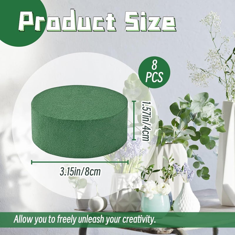 OJYUDD 8 PCS Round Floral Foam,Green Wet Dry Flower Foam,Florist Plant Foam Block for Wedding,Artificial Aisle Flowers,Party Decoration,Fresh Flowers Arrangements - Image 2